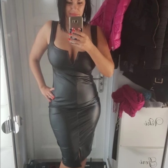 Sexy Faux Leather Dress - Picture 2 of 9